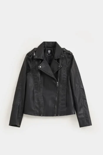 Faux Leather Cropped Biker Jacket 3
