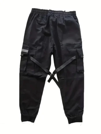 Men’s Size Black Stylish Cargo Pants Baggy Trousers Loose Hip Hop Pockets