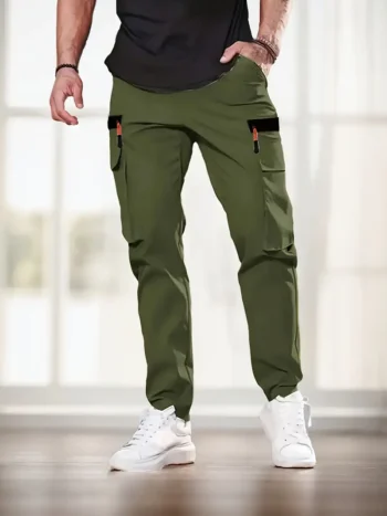 Cargo Pants for Men Men's Tactical Cargo Work Pants Multi-Pocket Stretch Waist Outdoor Utility